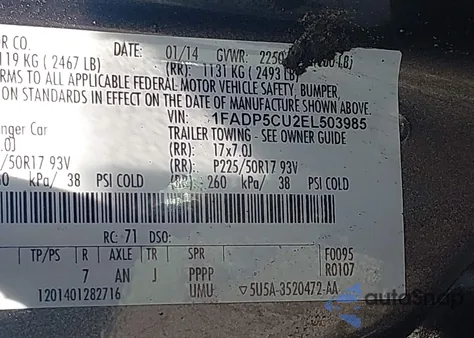 2014 Ford C-Max Energi Sel из США, поврежденный, VIN 1FADP5CU2EL503985